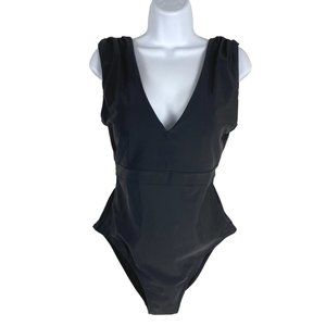 Summersalt The Ruched Backflip One Piece Swimsuit Black Solid NWT Size 10
